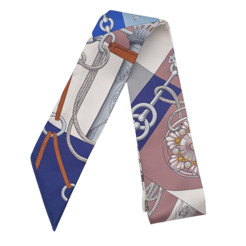 エルメス ツイリー Cliquetis クリケティス ブルー シルク
