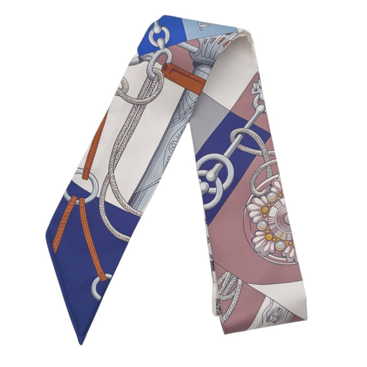 エルメス ツイリー Cliquetis クリケティス ブルー シルク