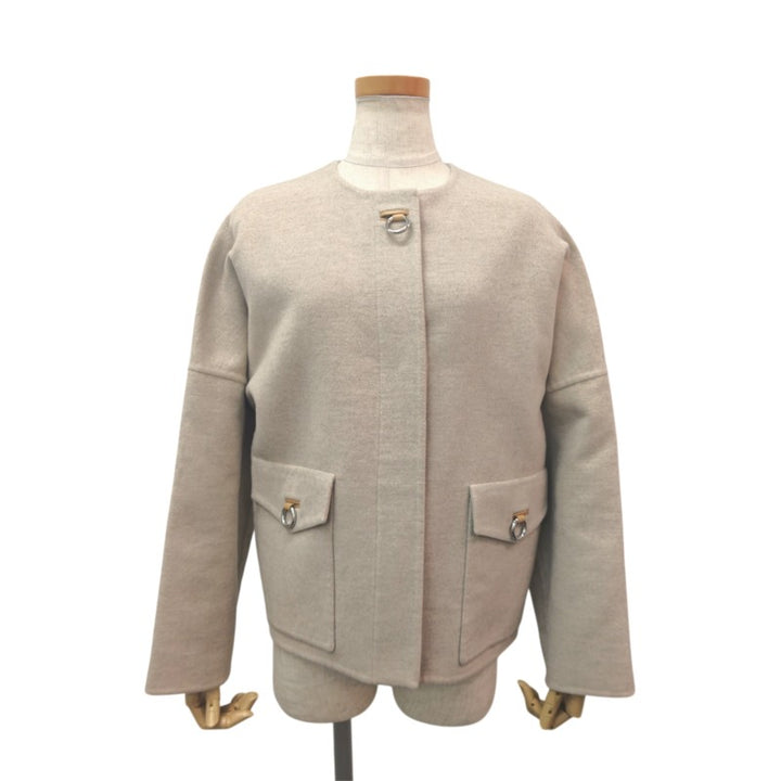 エルメス ハーフコート カシミヤ ベージュ レディース 
