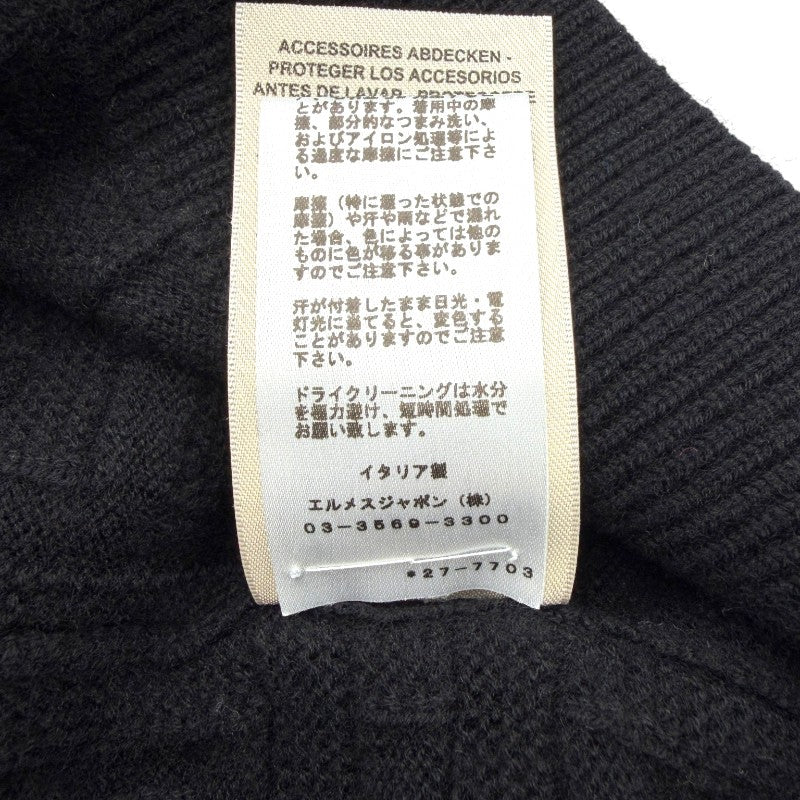 エルメス ウール フード付きニット 半袖 ブラック レディース 