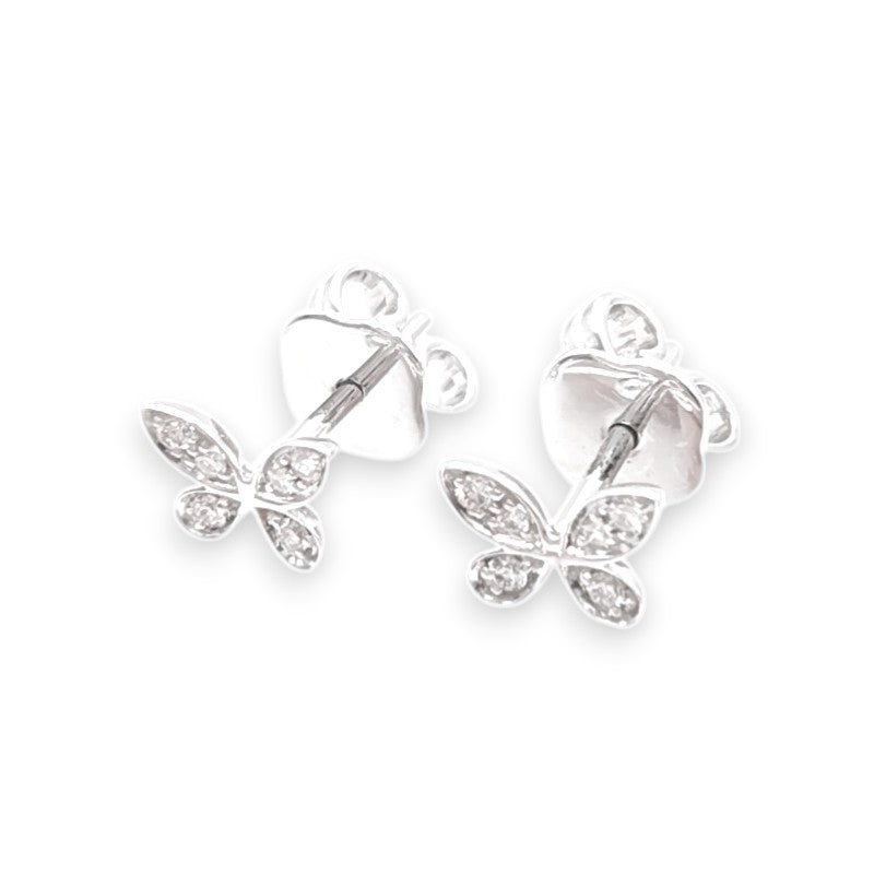グラフ パヴェ バタフライ ダイヤモンド プティ スタッド イヤリング 0.08ct K18WG