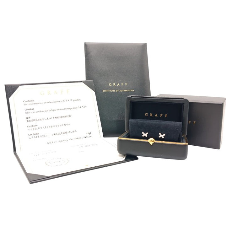 グラフ パヴェ バタフライ ダイヤモンド プティ スタッド イヤリング 0.08ct K18WG