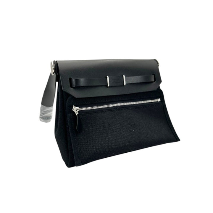エルメス エールバッグジップ ミニ 20 トワル/レザー ブラック シルバー金具 G刻印