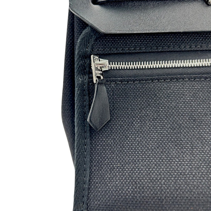 エルメス エールバッグジップ ミニ 20 トワル/レザー ブラック シルバー金具 G刻印