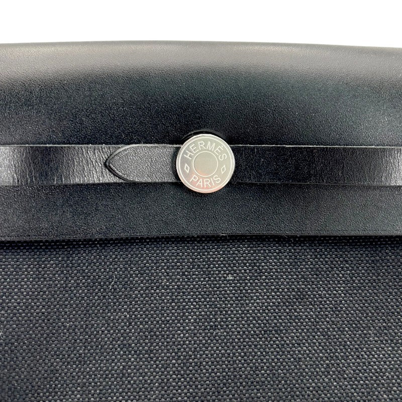 エルメス エールバッグジップ ミニ 20 トワル/レザー ブラック シルバー金具 G刻印