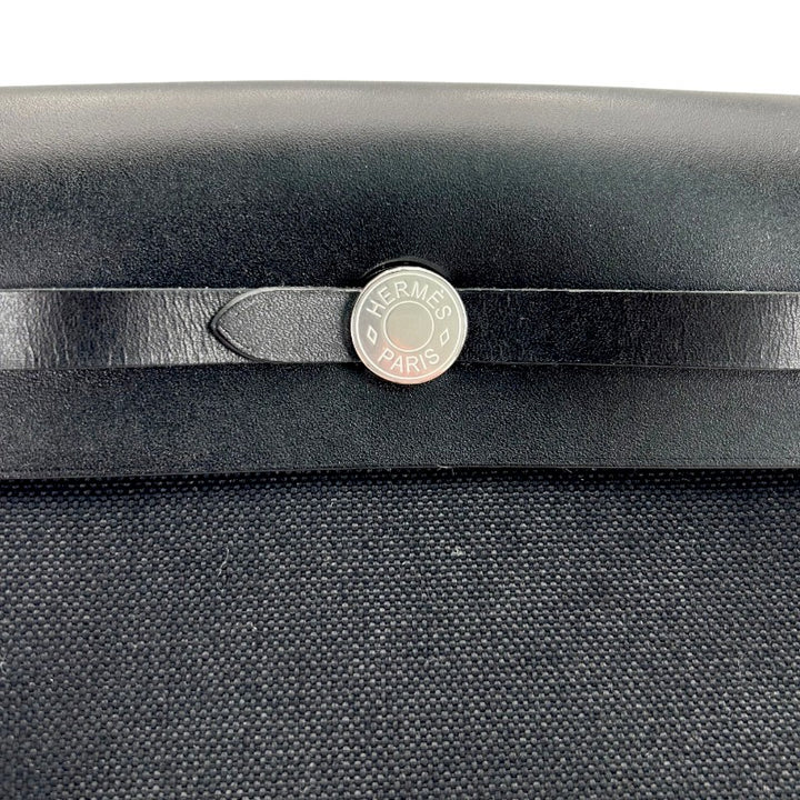 エルメス エールバッグジップ ミニ 20 トワル/レザー ブラック シルバー金具 G刻印