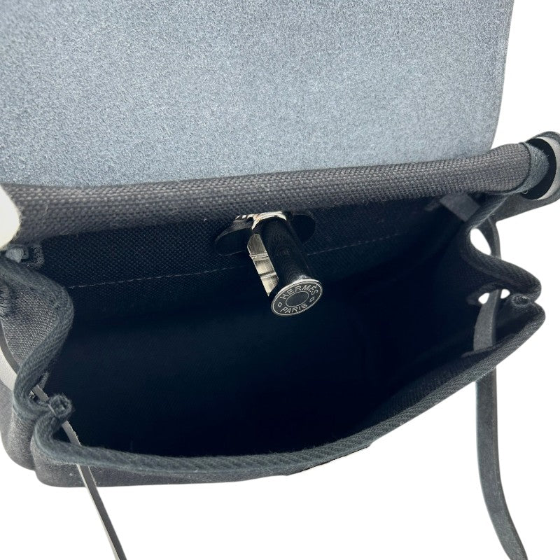 エルメス エールバッグジップ ミニ 20 トワル/レザー ブラック シルバー金具 G刻印