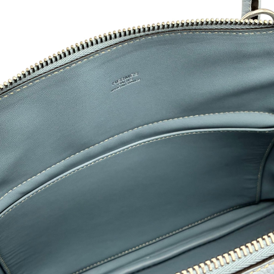 エルメス ボリード31 トリヨン ブルーラン シルバー金具 □Q刻印