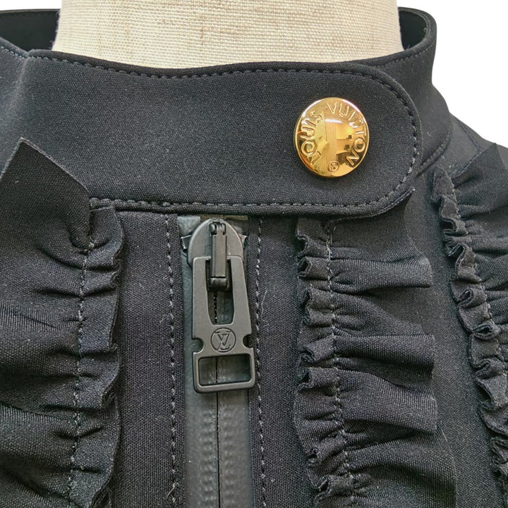 ルイ・ヴィトン ラッフルトリム ロングスリーブ テクニカル ジャージードレス ブラック 