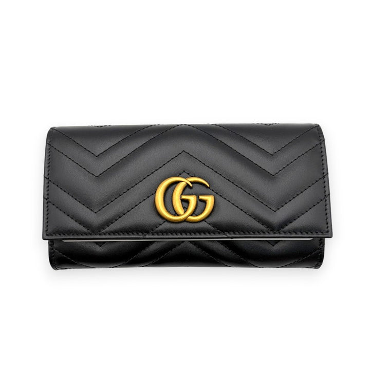 グッチ GGマーモント ダブルG コンチネンタルウォレット 長財布 ブラック 443436