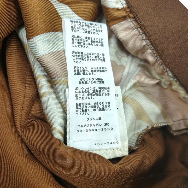 エルメス シルクパンツ キャメル レディース 