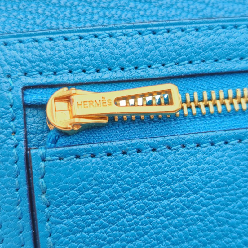 エルメス ベアンコンパクト シェーブル ブルーフリーダ ゴールド金具 W刻印