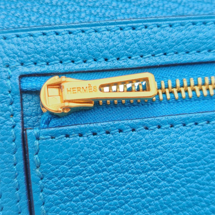 エルメス ベアンコンパクト シェーブル ブルーフリーダ ゴールド金具 W刻印