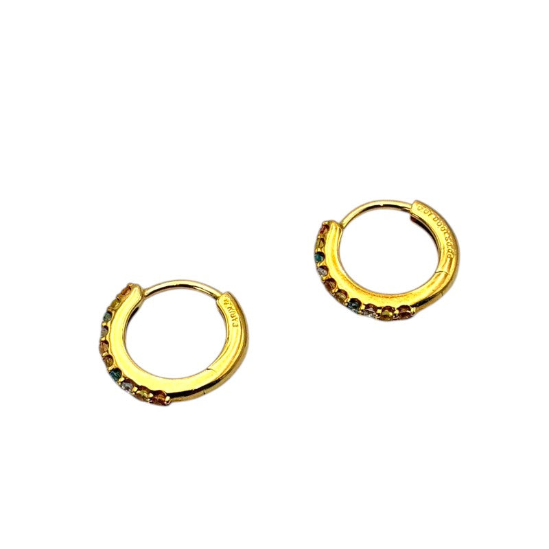 ポンテヴェキオ フープピアス K18YG ダイヤ/カラーサファイア 0.01ct/D0.01/S0.06ct