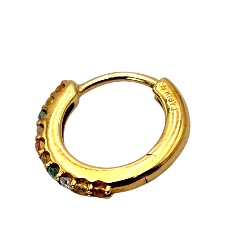 ポンテヴェキオ フープピアス K18YG ダイヤ/カラーサファイア 0.01ct/D0.01/S0.06ct