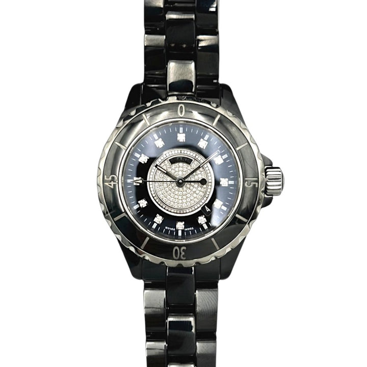 シャネル J12 33mm レディース センターパヴェダイヤ/12Pダイヤ ブラック クォーツ H2122