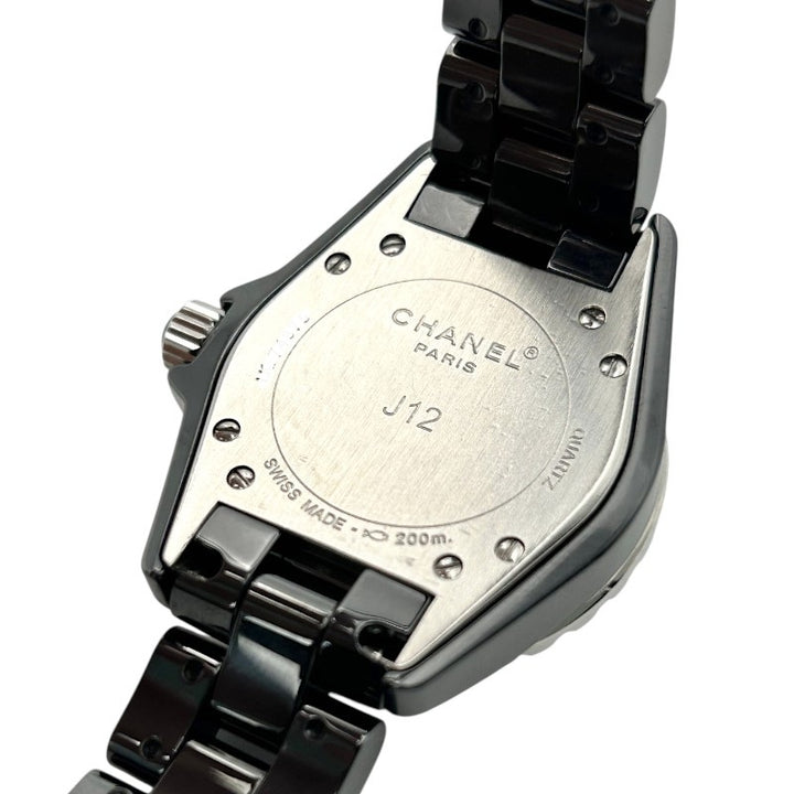 シャネル J12 33mm レディース センターパヴェダイヤ/12Pダイヤ ブラック クォーツ H2122