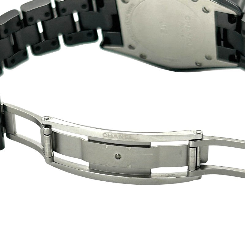 シャネル J12 33mm レディース センターパヴェダイヤ/12Pダイヤ ブラック クォーツ H2122