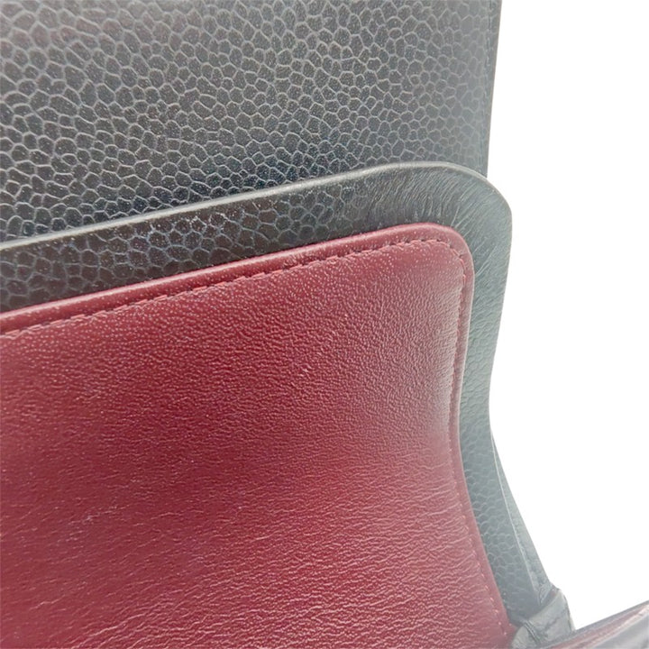 シャネル マトラッセ25 Wチェーンショルダーバッグ キャビア ブラック ゴールド金具 A01112