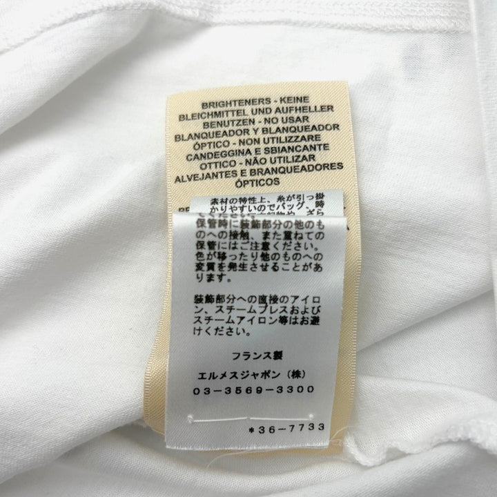 エルメス 半袖カットワンピース カルトゥッシュ コットン ホワイト 