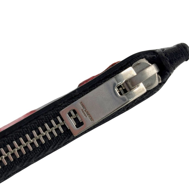 サンローランパリ コインケース カード入れ付き スター レザー ブラック/レッド 417751