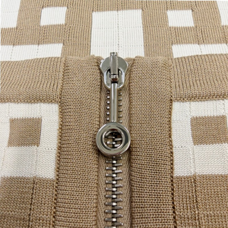 エルメス シルク混ショートジップニットジャケット モザイク 4E2225DJ 