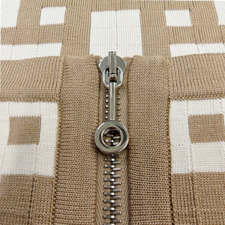 エルメス シルク混ショートジップニットジャケット モザイク 4E2225DJ 