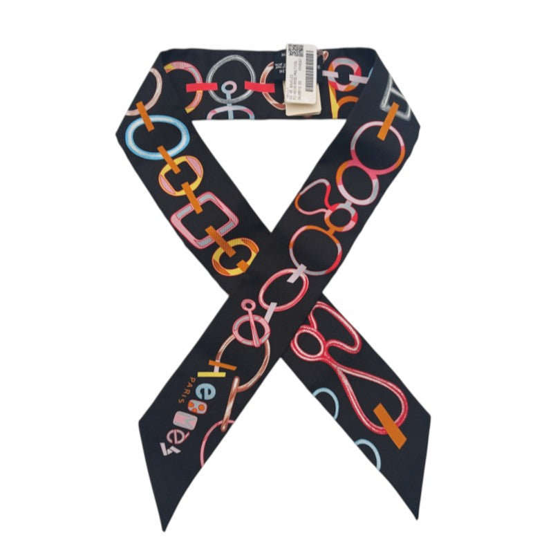 エルメス ツイリー DO RE BOUCLES ド・レ・ブックル ブラック/ローズ/マルチカラー