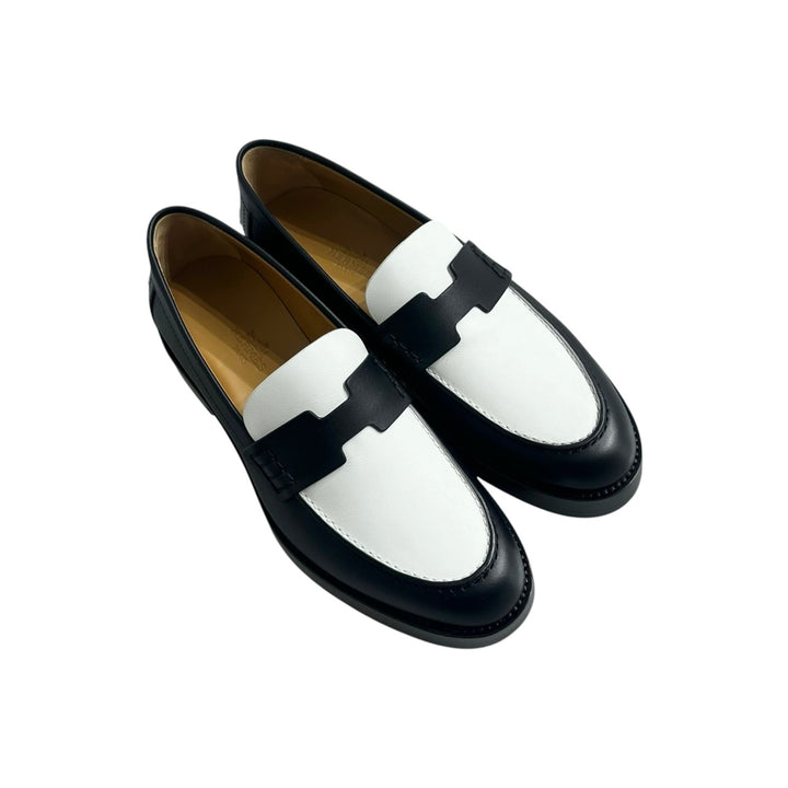 HERMES / エルメス　ローファー 革靴 バイカラーモカシン《アワー》I36