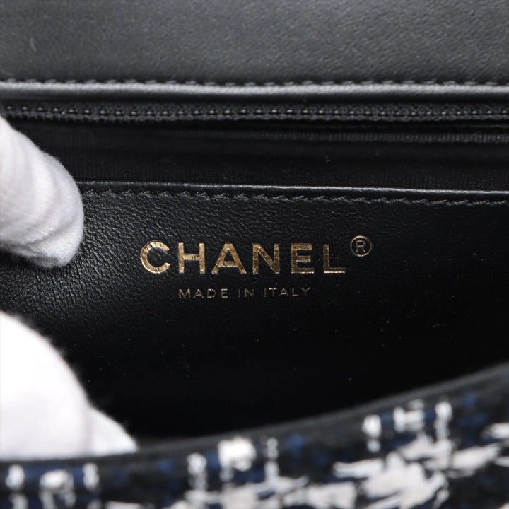 CHANEL / シャネル　マトラッセ ツイード チェーンバッグ G金具 ブラック×ネイビー