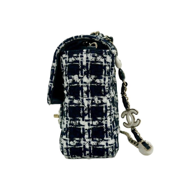 CHANEL / シャネル　マトラッセ ツイード チェーンバッグ G金具 ブラック×ネイビー