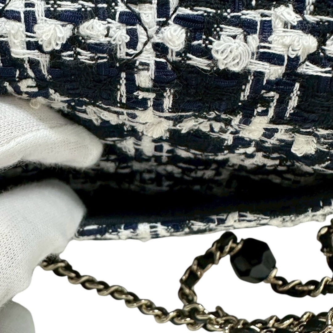 CHANEL / シャネル　マトラッセ ツイード チェーンバッグ G金具 ブラック×ネイビー