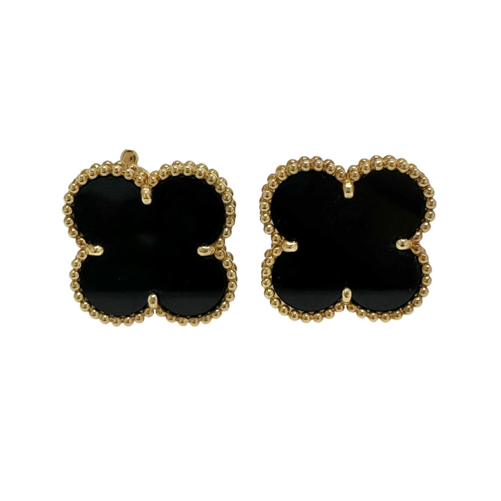 Van Cleef &amp; Arpels / ヴァンクリーフ ヴィンテージ アルハンブラ ピアス YG/オニキス VCARA44300