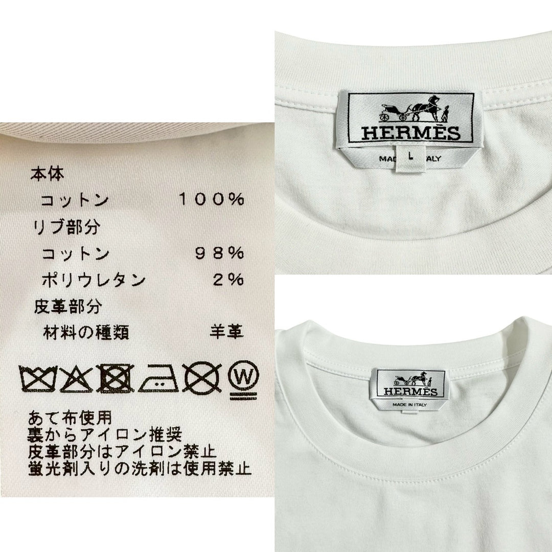 HERMES / エルメス　Tシャツ ミニレザーパッチ《アッシュヴァル》