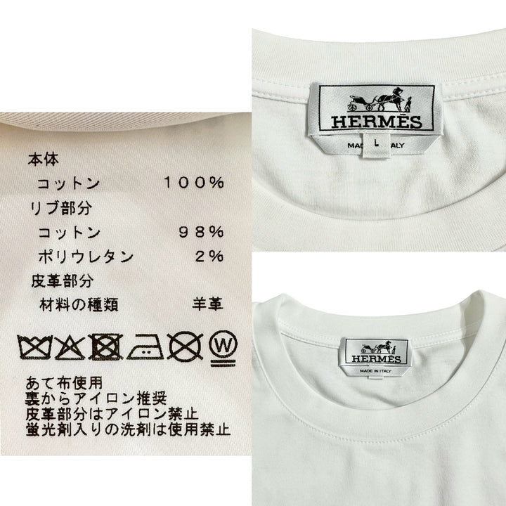 HERMES / エルメス　Tシャツ ミニレザーパッチ《アッシュヴァル》