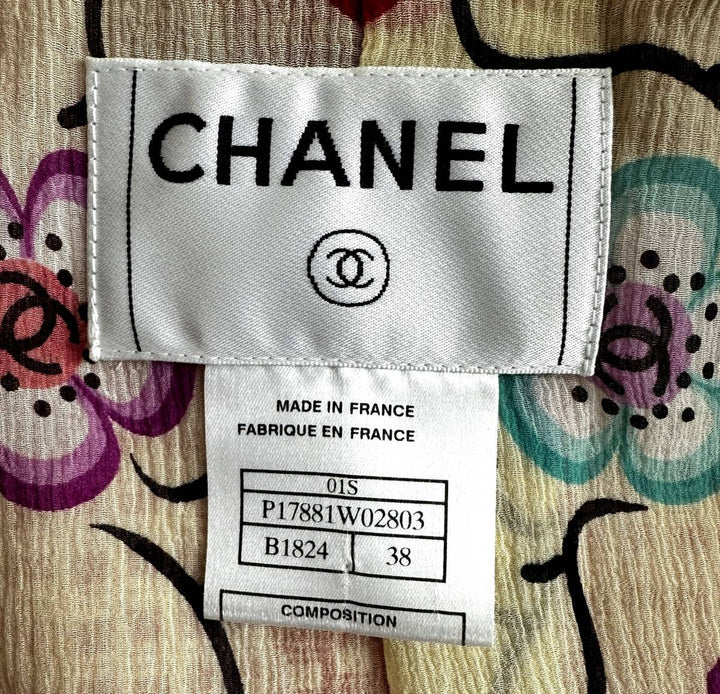 CHANEL / チェック×裏地花柄ジャケット 38