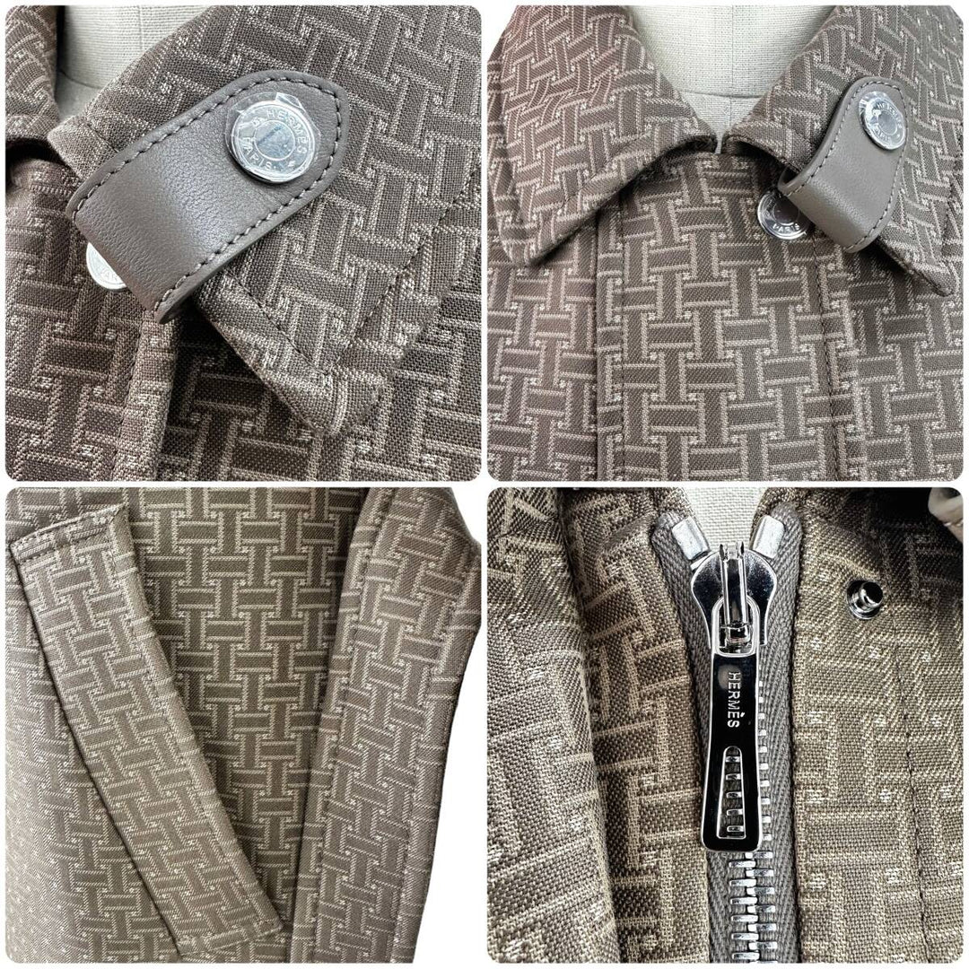 HERMES / モザイクベルト付きショートコート 36