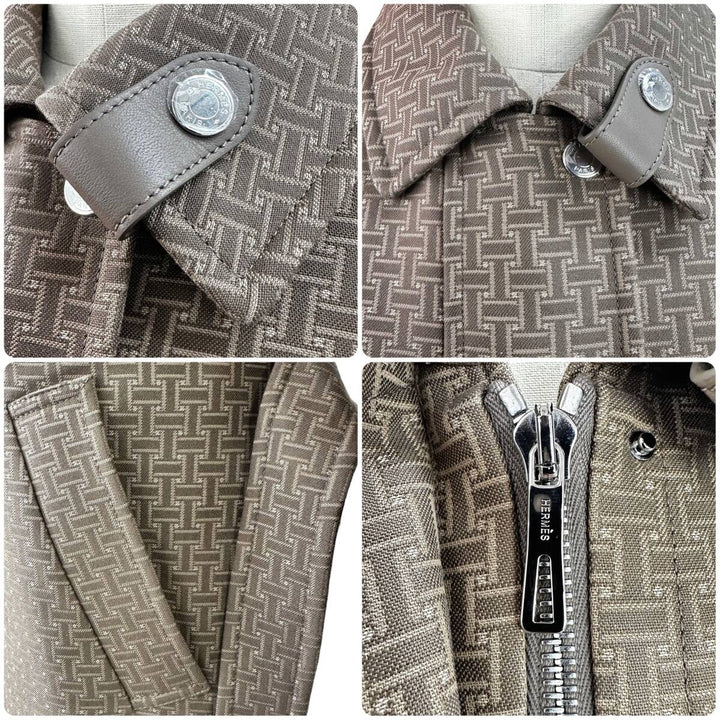 HERMES / モザイクベルト付きショートコート 36