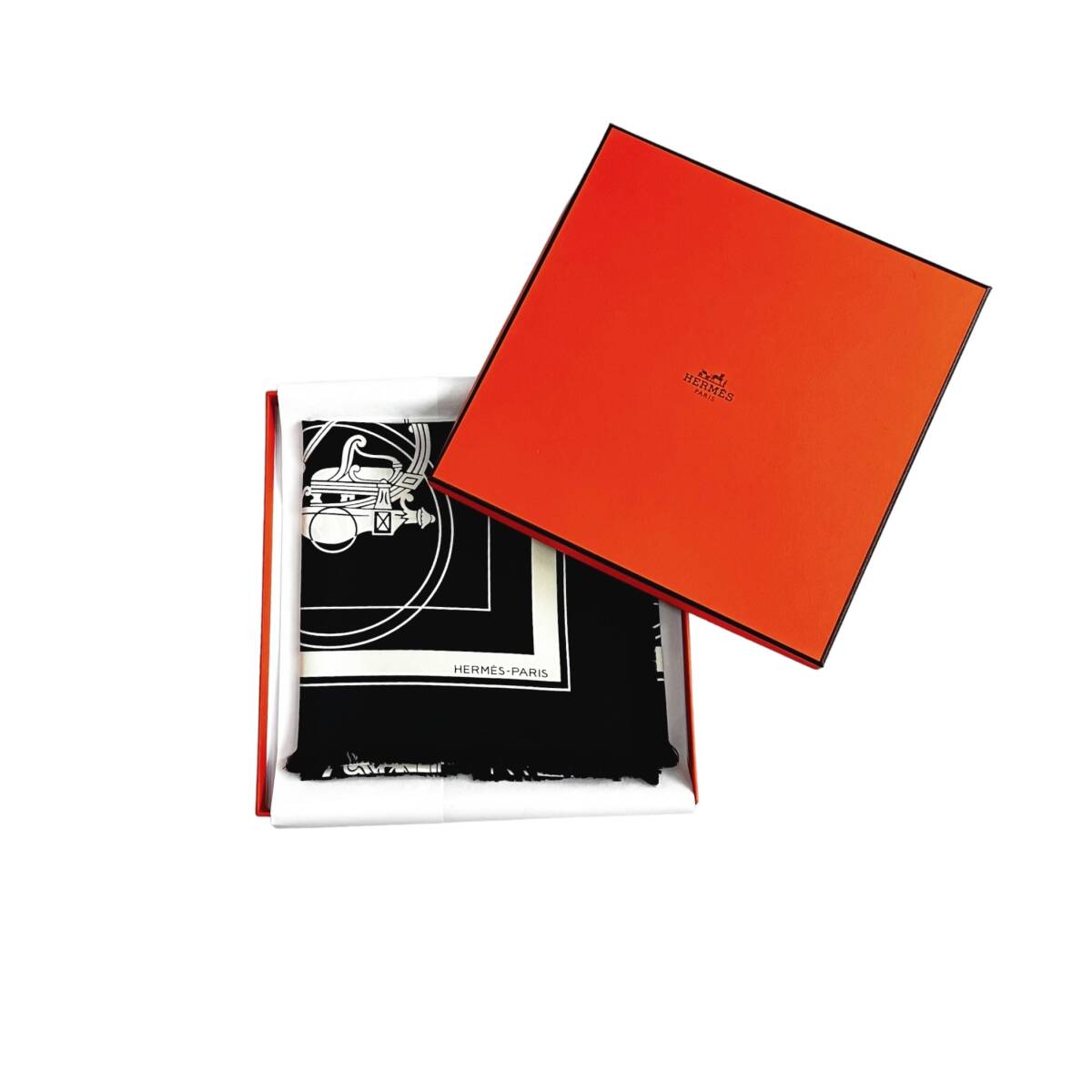 HERMES / カレH80《エクスリブリス》フリンジ付き ノワール – ブランド