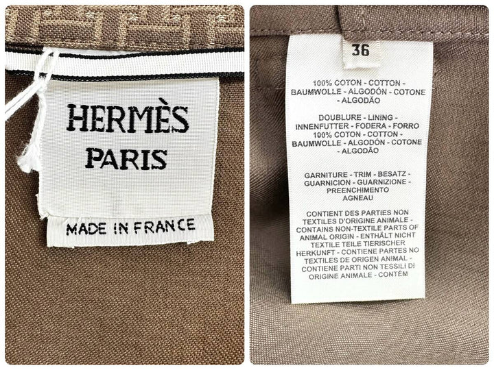HERMES / モザイクベルト付きショートコート 36