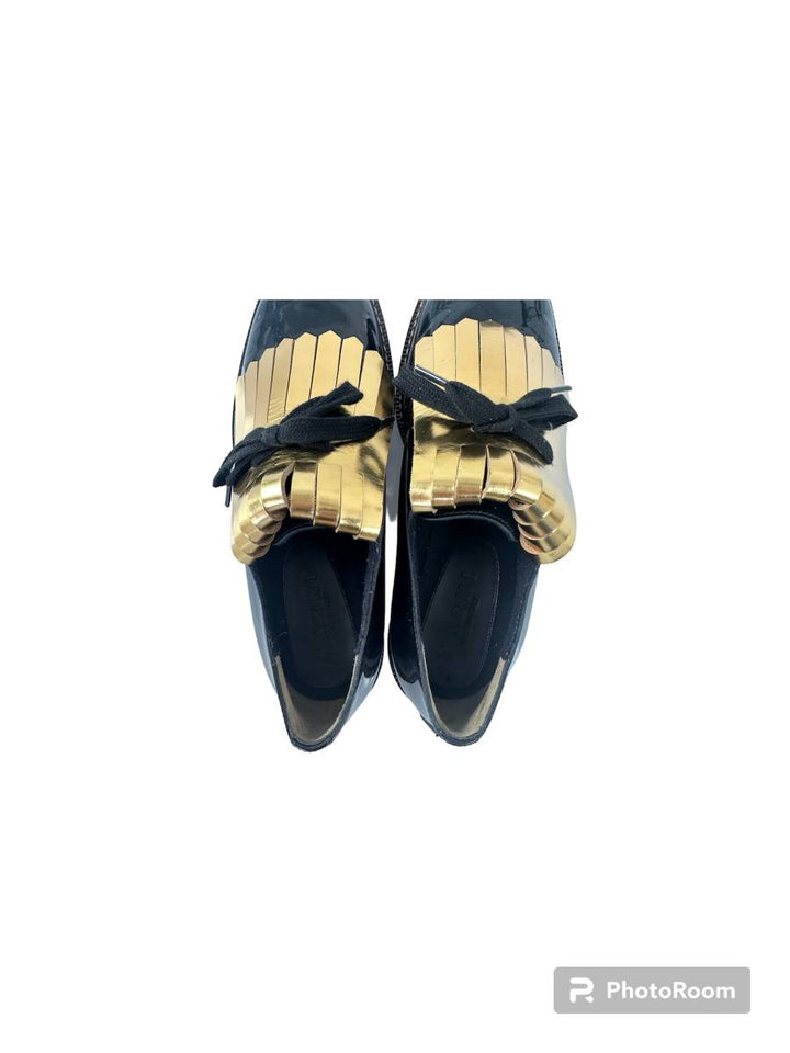 MARNI / 黒×ゴールドフリンジローファー